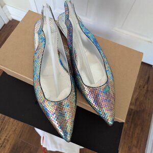 Christian Louboutin Hot Chickita sling flat size 39 EU in snake silver